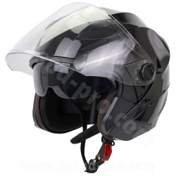 CASQUE JET NOEND CITY NOIR BRILLANT DOUBLE ECRAN TAILLE S 55/56CM